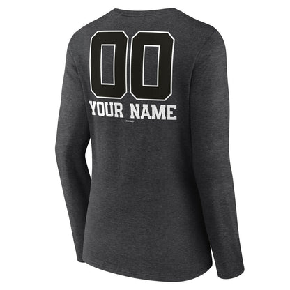 Milwaukee Brewers Women's Personalized Monochrome Name & Number Long Sleeve V-Neck T-Shirt - Charcoal