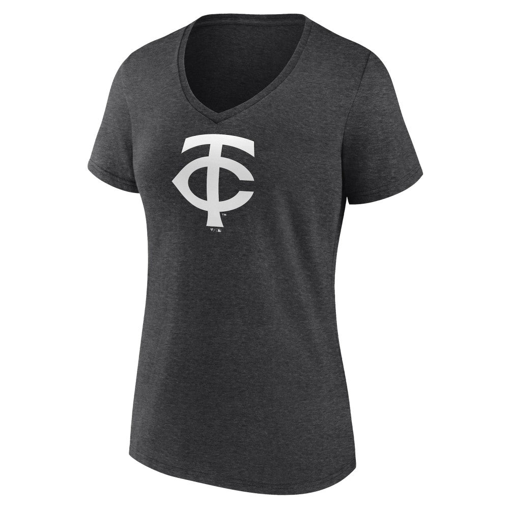 Minnesota Twins Women's Personalized Monochrome Name & Number V-Neck T-Shirt - Charcoal