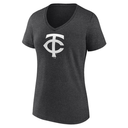 Minnesota Twins Women's Personalized Monochrome Name & Number V-Neck T-Shirt - Charcoal