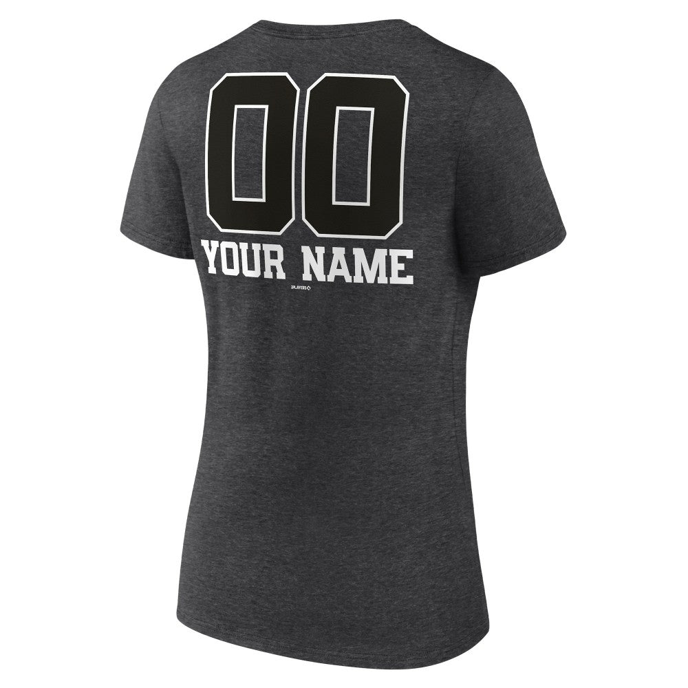 Minnesota Twins Women's Personalized Monochrome Name & Number V-Neck T-Shirt - Charcoal