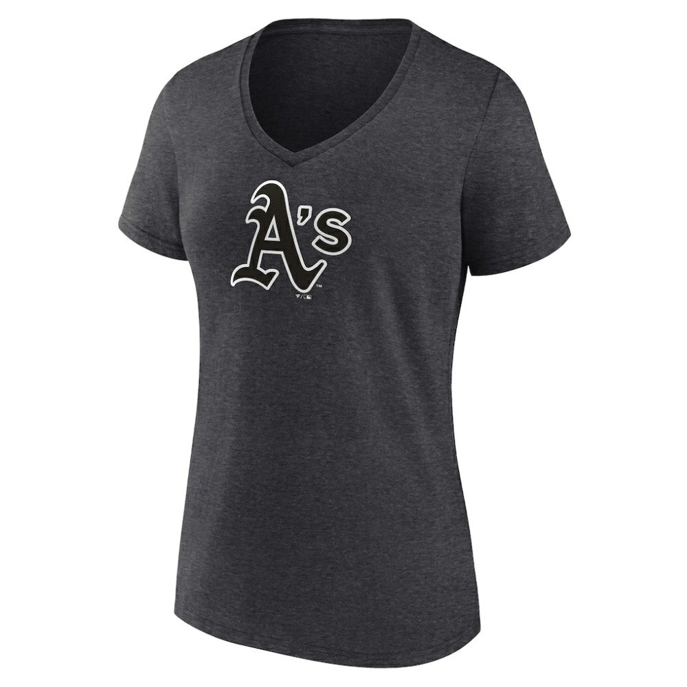 Athletics Women's Personalized Monochrome Name & Number V-Neck T-Shirt - Charcoal