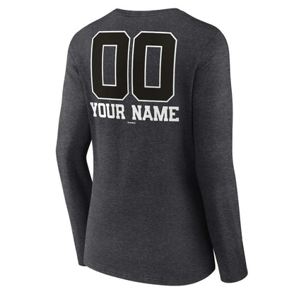 St. Louis Cardinals Women's Personalized Monochrome Name & Number Long Sleeve V-Neck T-Shirt - Charcoal