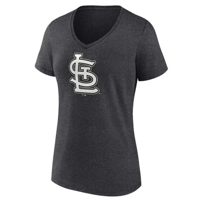 St. Louis Cardinals Women's Personalized Monochrome Name & Number V-Neck T-Shirt - Charcoal