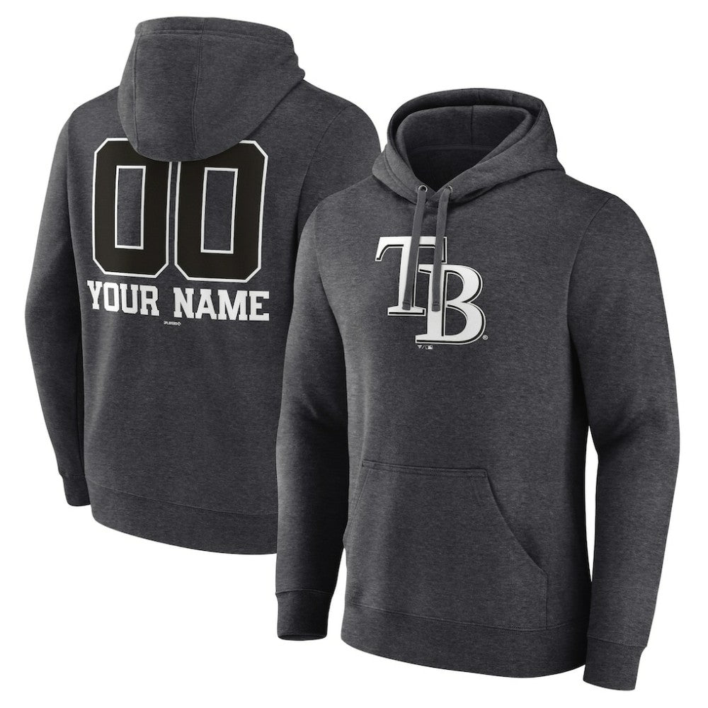 Tampa Bay Rays Personalized Monochrome Name & Number Pullover Hoodie - Charcoal