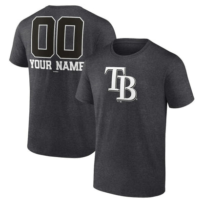 Tampa Bay Rays Personalized Monochrome Name & Number T-Shirt - Charcoal