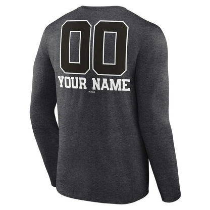 Texas Rangers Personalized Monochrome Name & Number Long Sleeve T-Shirt - Charcoal