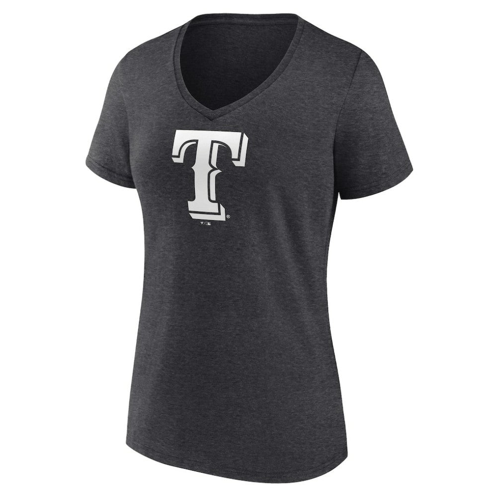 Texas Rangers Women's Personalized Monochrome Name & Number V-Neck T-Shirt - Charcoal