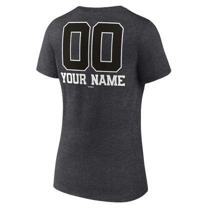Texas Rangers Women's Personalized Monochrome Name & Number V-Neck T-Shirt - Charcoal