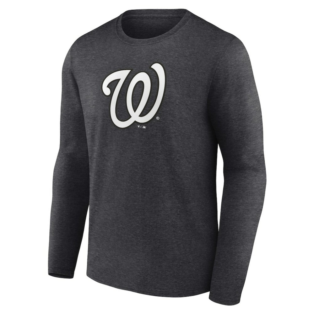 Washington Nationals Personalized Monochrome Name & Number Long Sleeve T-Shirt - Charcoal