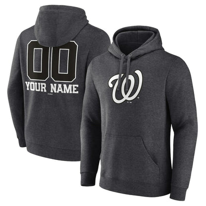 Washington Nationals Personalized Monochrome Name & Number Pullover Hoodie - Charcoal