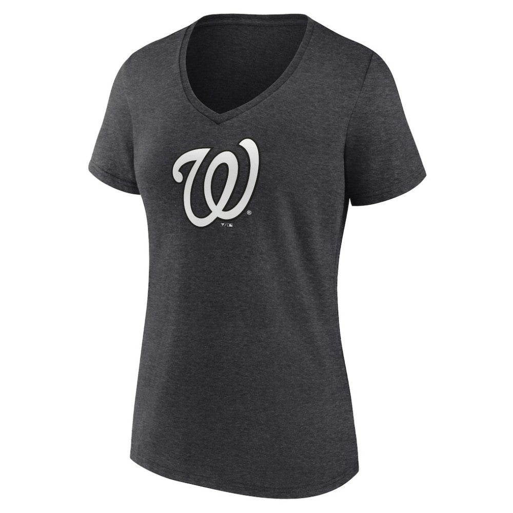 Washington Nationals Women's Personalized Monochrome Name & Number V-Neck T-Shirt - Charcoal