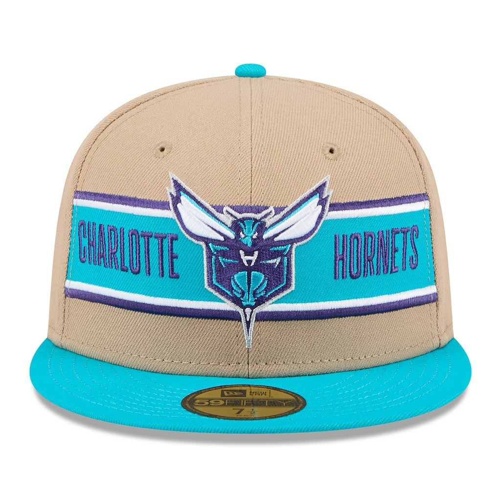 Charlotte Hornets 2024 NBA Draft 59FIFTY Fitted Hat - Tan/Teal | New Era cheap