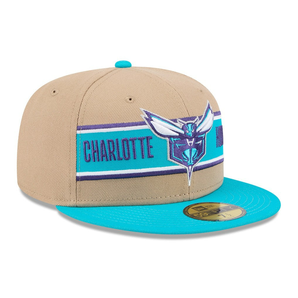 Charlotte Hornets 2024 NBA Draft 59FIFTY Fitted Hat - Tan/Teal | New Era cheap