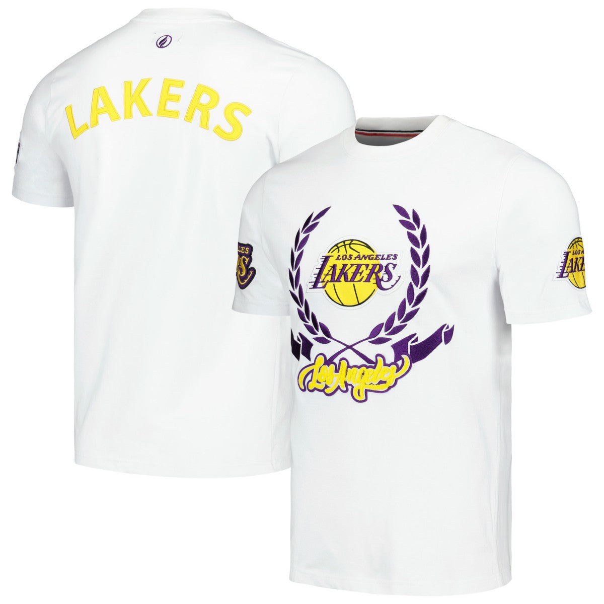 Los Angeles Lakers FISLL Unisex Heritage Crest T-Shirt - White discount