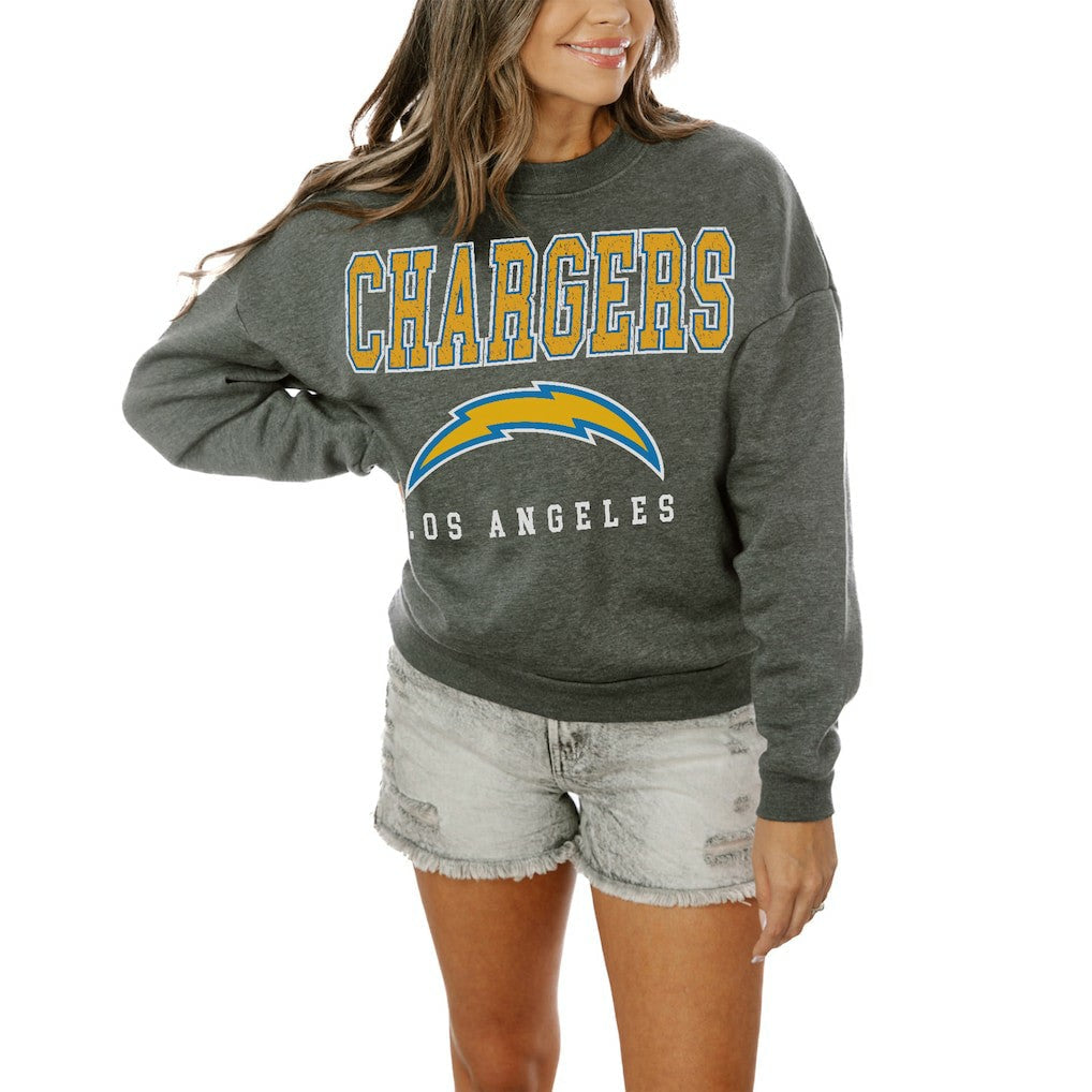 Los Angeles Chargers Gameday Couture Women's Oversized Bring The Energy Pullover Sweatshirt – Charcoal outlet
