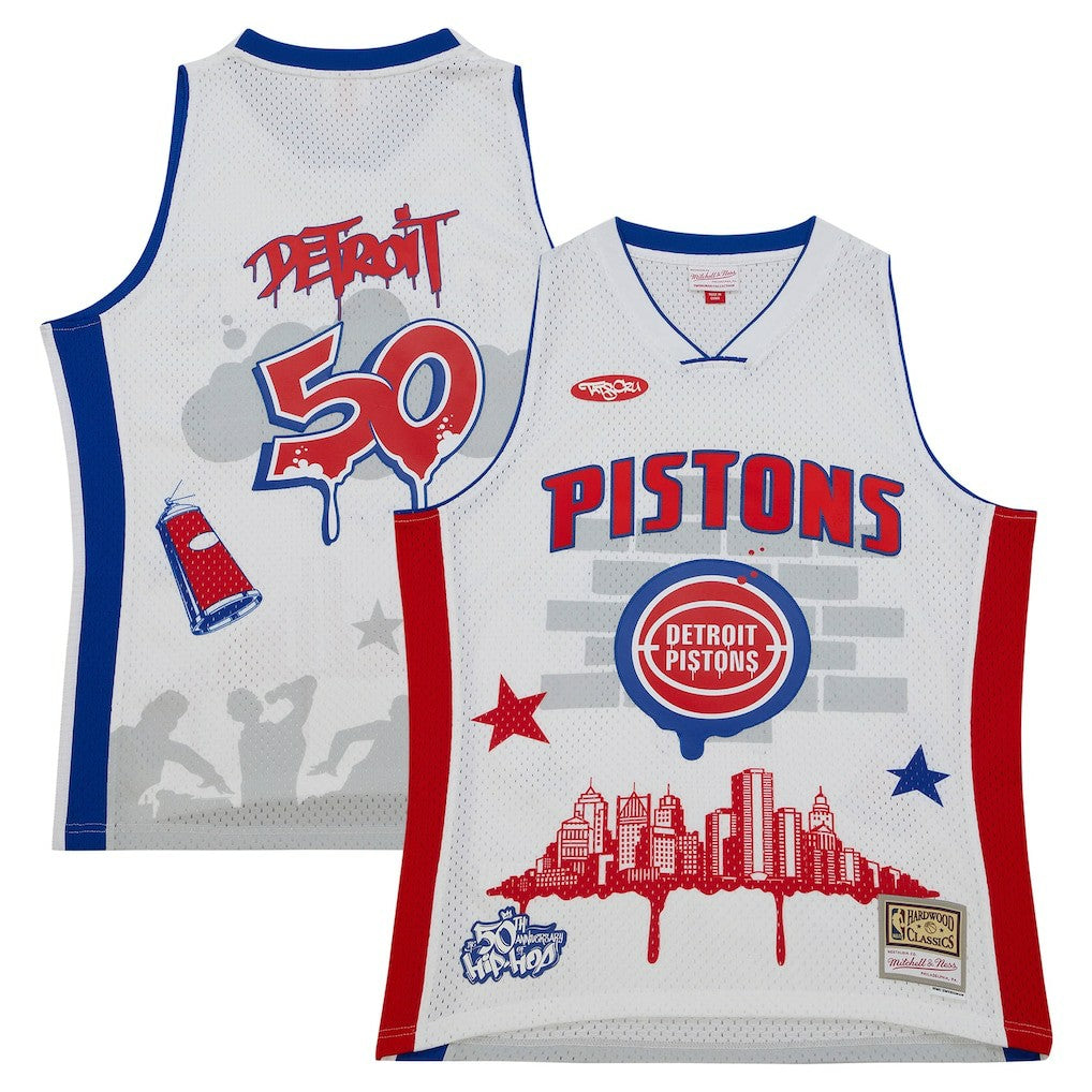 Detroit Pistons x Tats Cru Hardwood Classics Fashion Jersey sale - White | Mitchell & Ness online