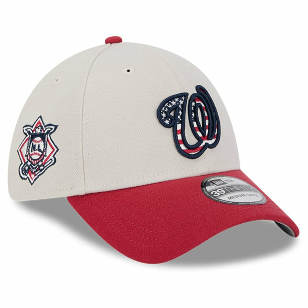 Washington Nationals 2024 Fourth of July 39THIRTY Flex Hat - Khaki/Red | New Era