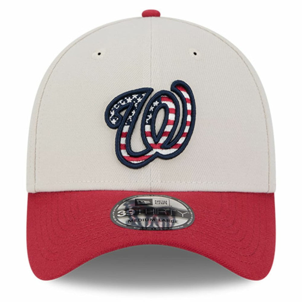 Washington Nationals 2024 Fourth of July 39THIRTY Flex Hat - Khaki/Red | New Era
