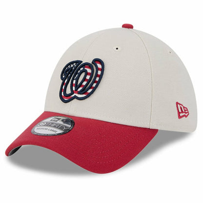 Washington Nationals 2024 Fourth of July 39THIRTY Flex Hat - Khaki/Red | New Era