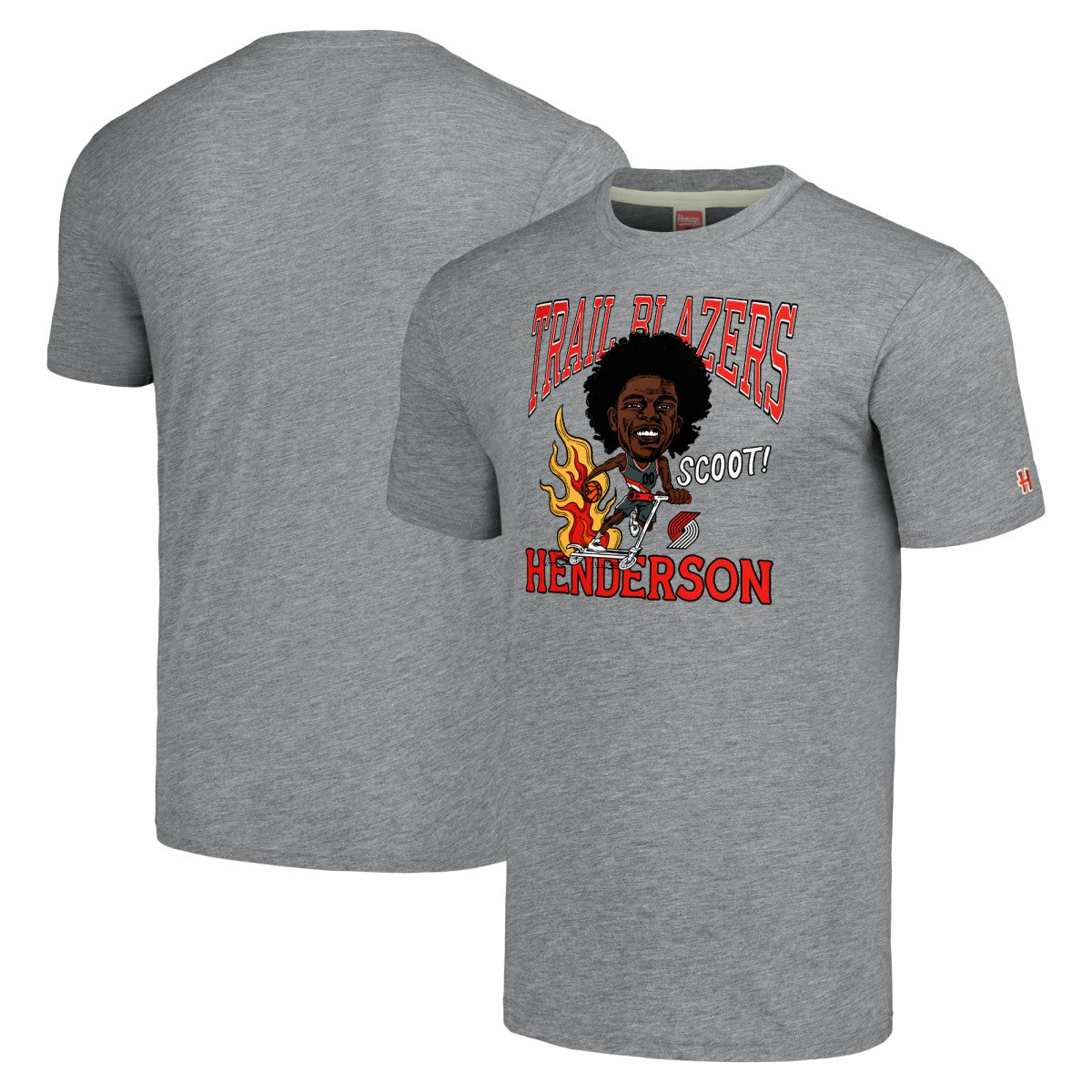 Scoot Henderson Portland Trail Blazers Homage Caricature Tri-Blend T-Shirt - Gray for sale