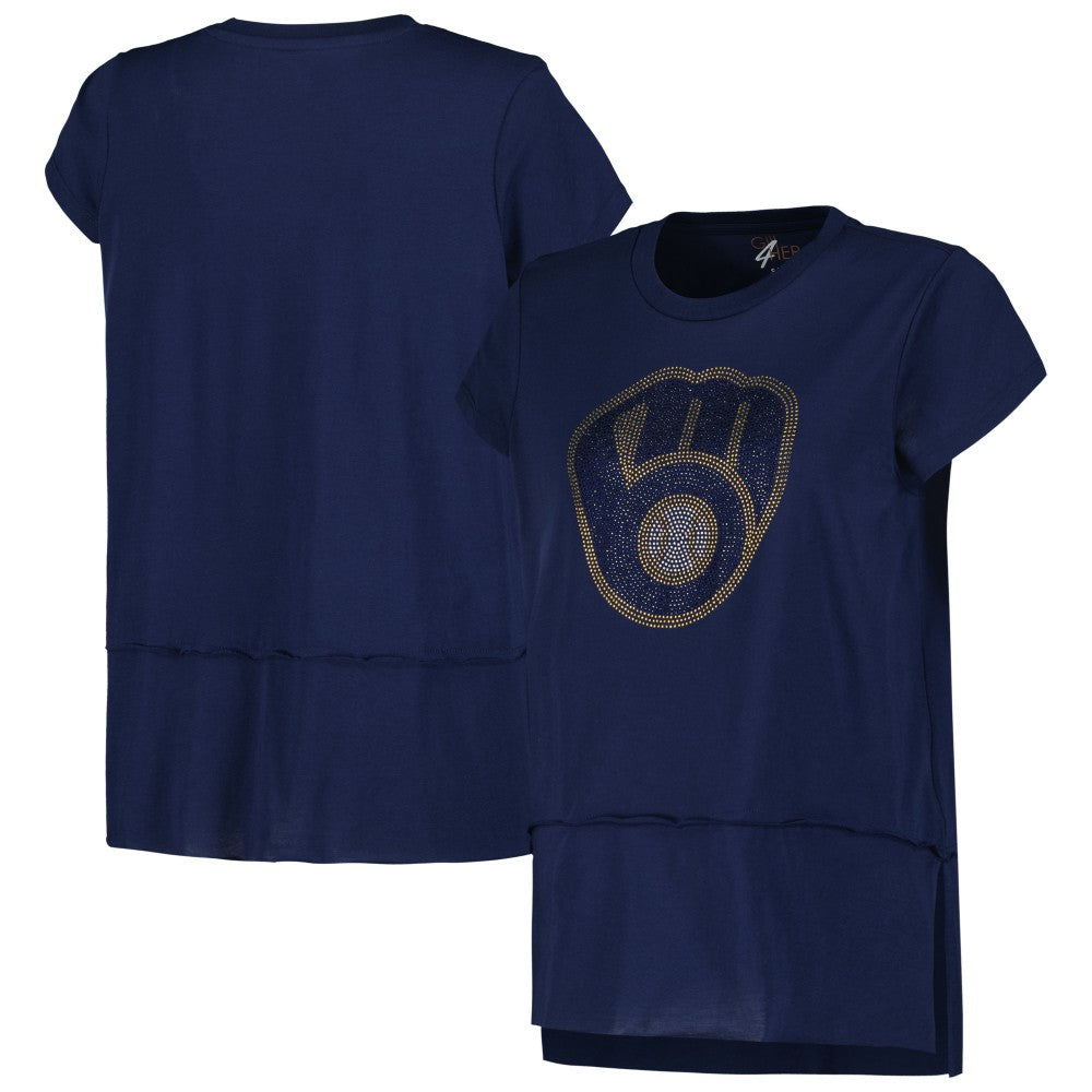 Milwaukee Brewers G-III 4Her by Carl Banks Women's Cheer Fashion T-Shirt - Navy