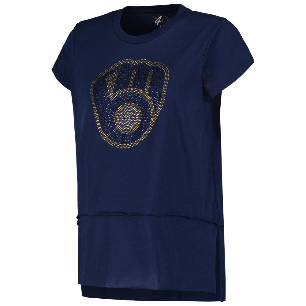 Milwaukee Brewers G-III 4Her by Carl Banks Women's Cheer Fashion T-Shirt - Navy