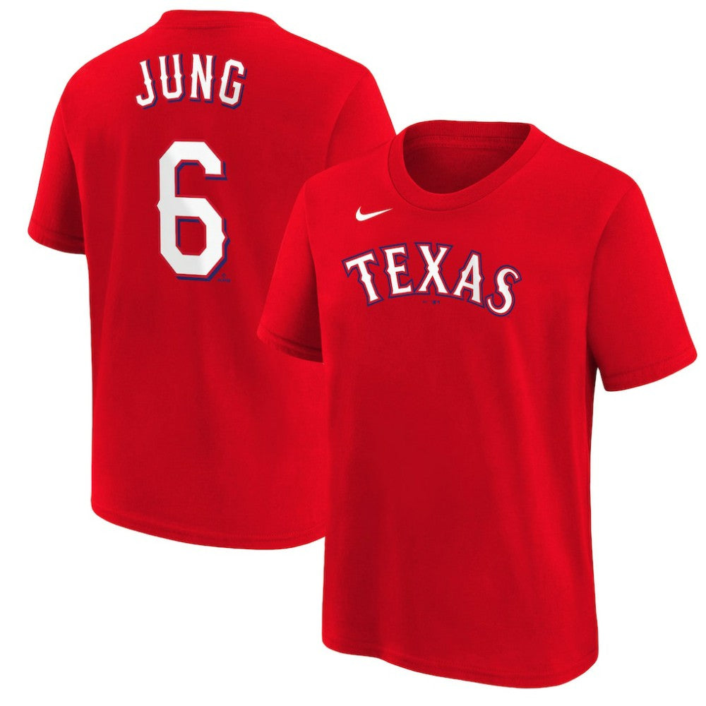 Josh Jung Texas Rangers Youth Name & Number T-Shirt - Red | Nike