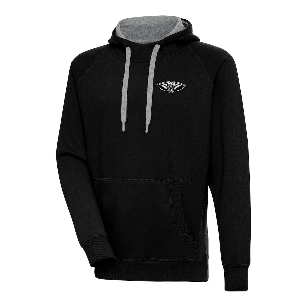 New Orleans Pelicans Antigua Metallic Logo Victory Raglan Pullover Hoodie - Black on sale