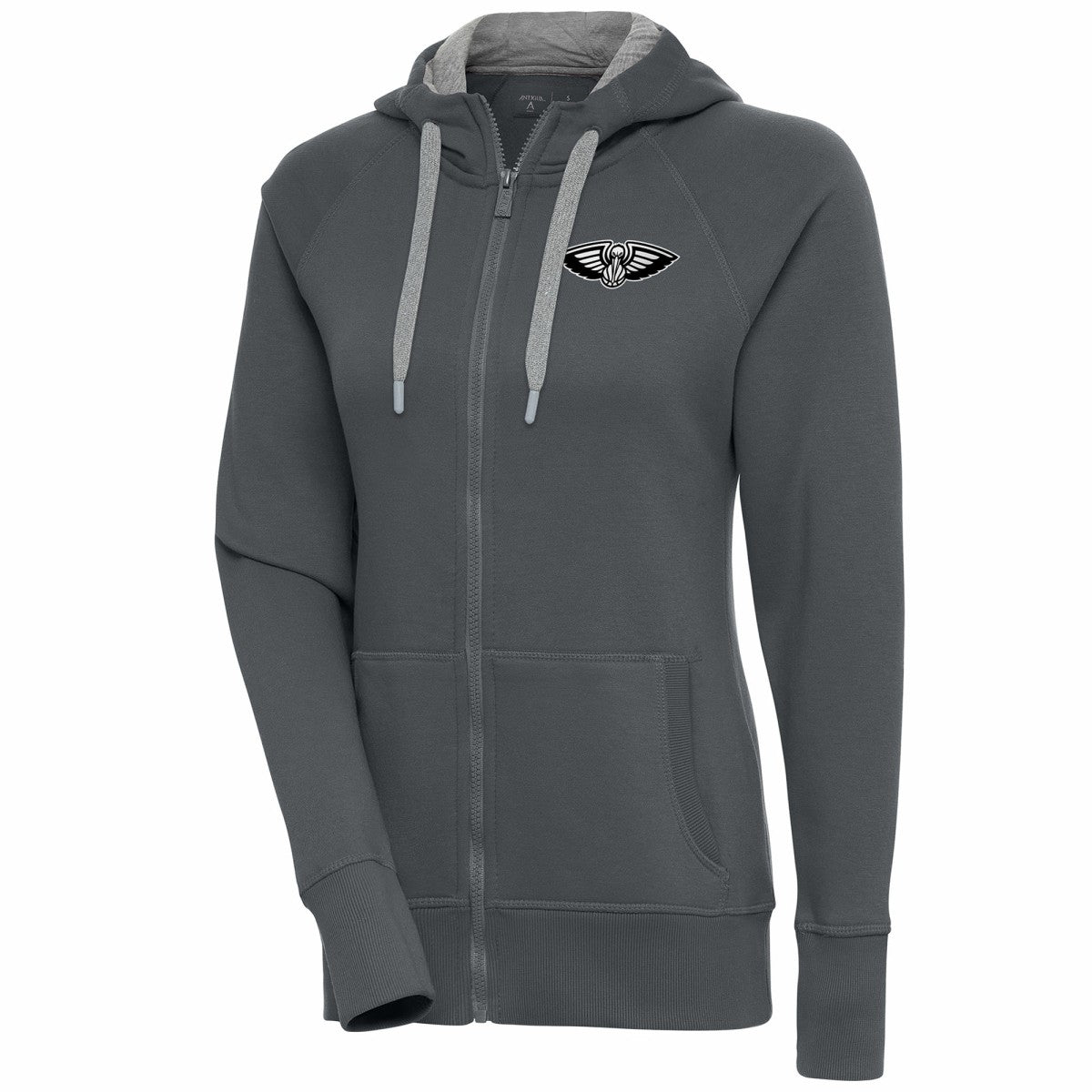 New Orleans Pelicans Antigua Women's Brushed Metallic Victory Full-Zip Hoodie - Charcoal sale