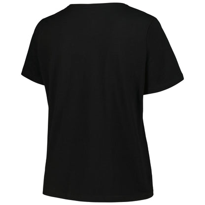 Milwaukee Bucks Profile Women's Plus Size Arch Over Logo V-Neck T-Shirt - Black sale