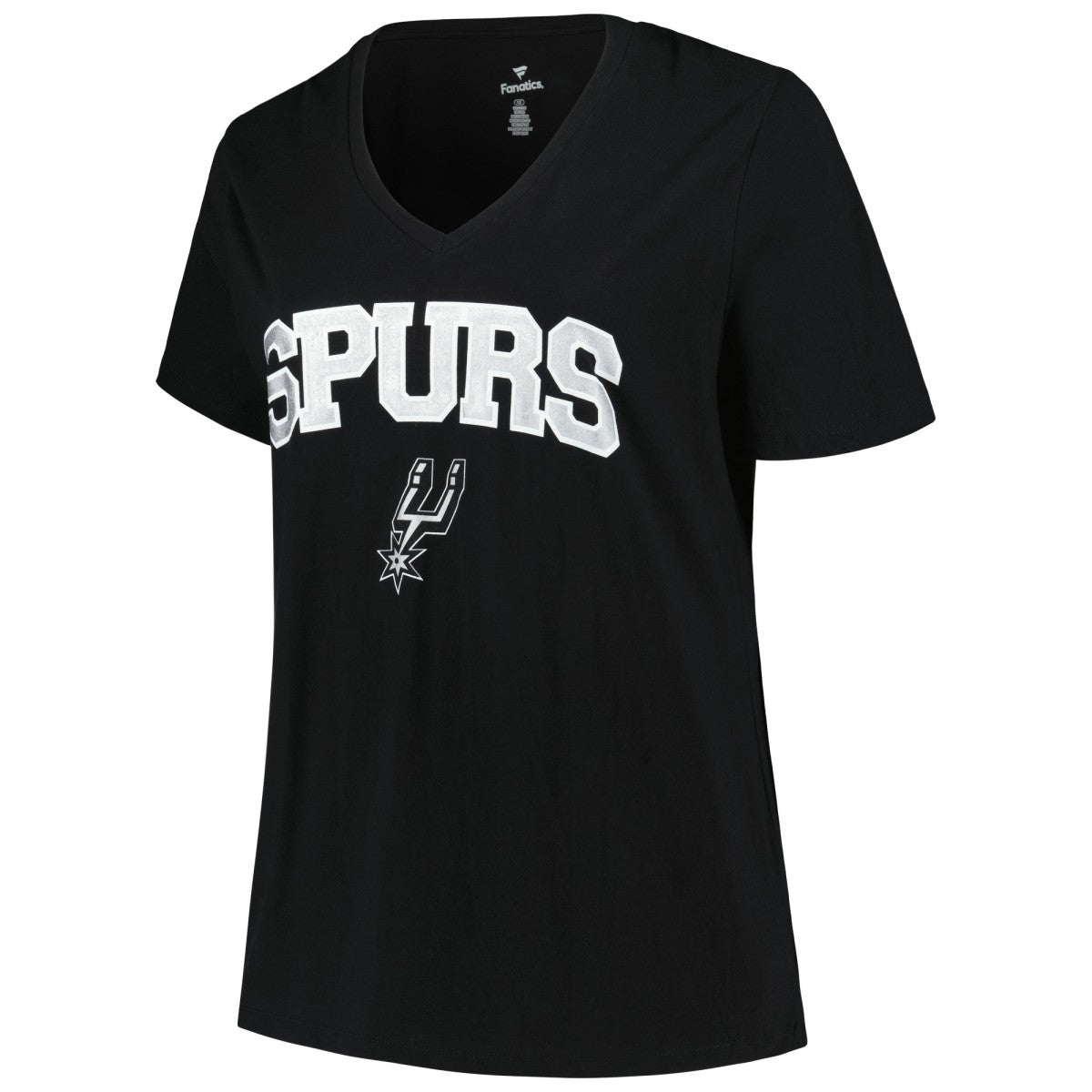 San Antonio Spurs Profile Women's Plus Size Arch Over Logo V-Neck T-Shirt - Black for sale
