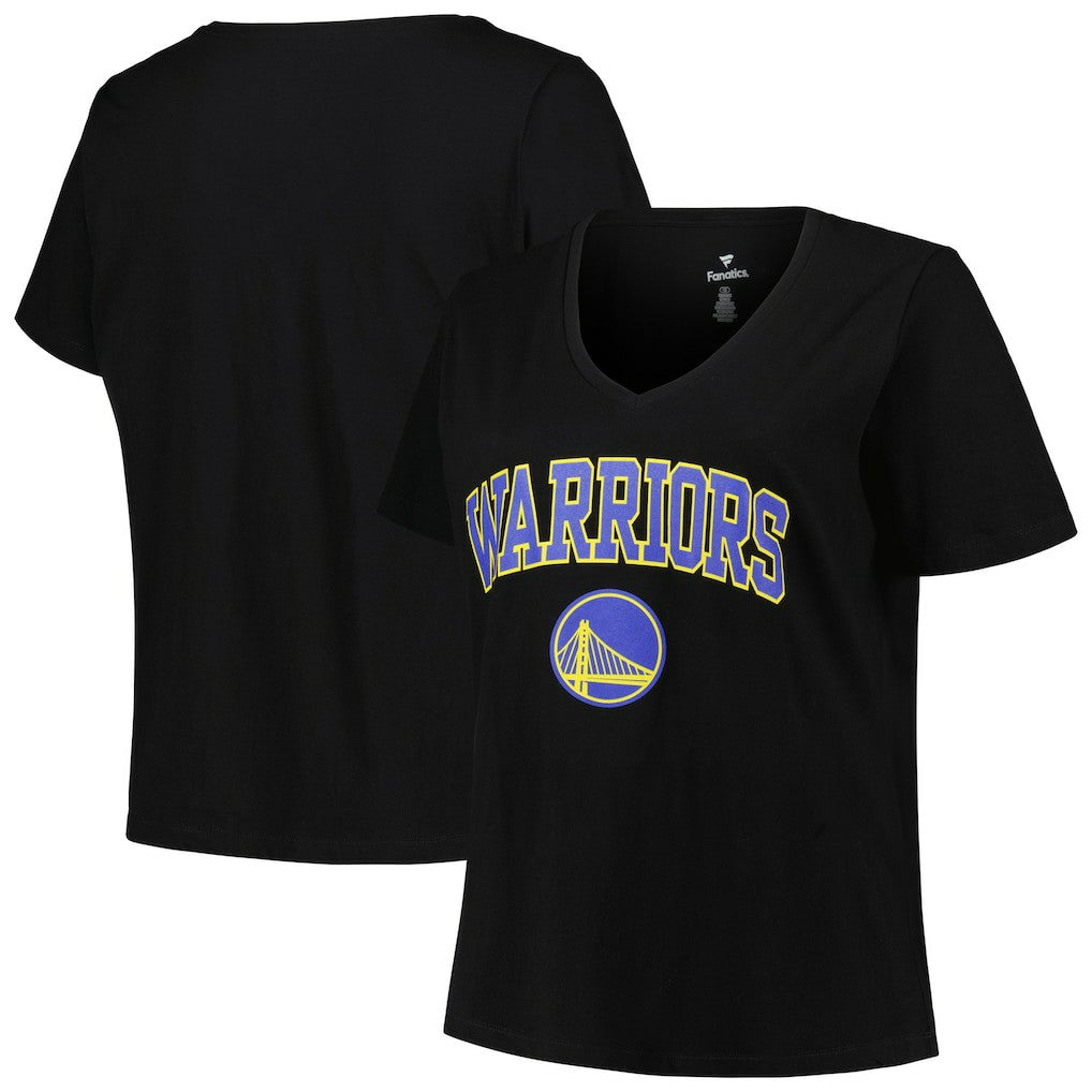 Golden State Warriors Profile Women's Plus Size Arch Over Logo V-Neck T-Shirt sale - Black on sale