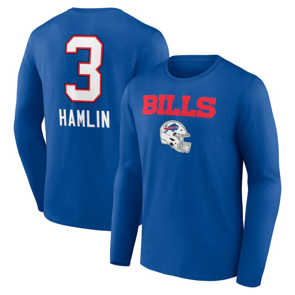 Damar Hamlin Buffalo Bills Team Wordmark Player Name & Number Long Sleeve T-Shirt - Royal online