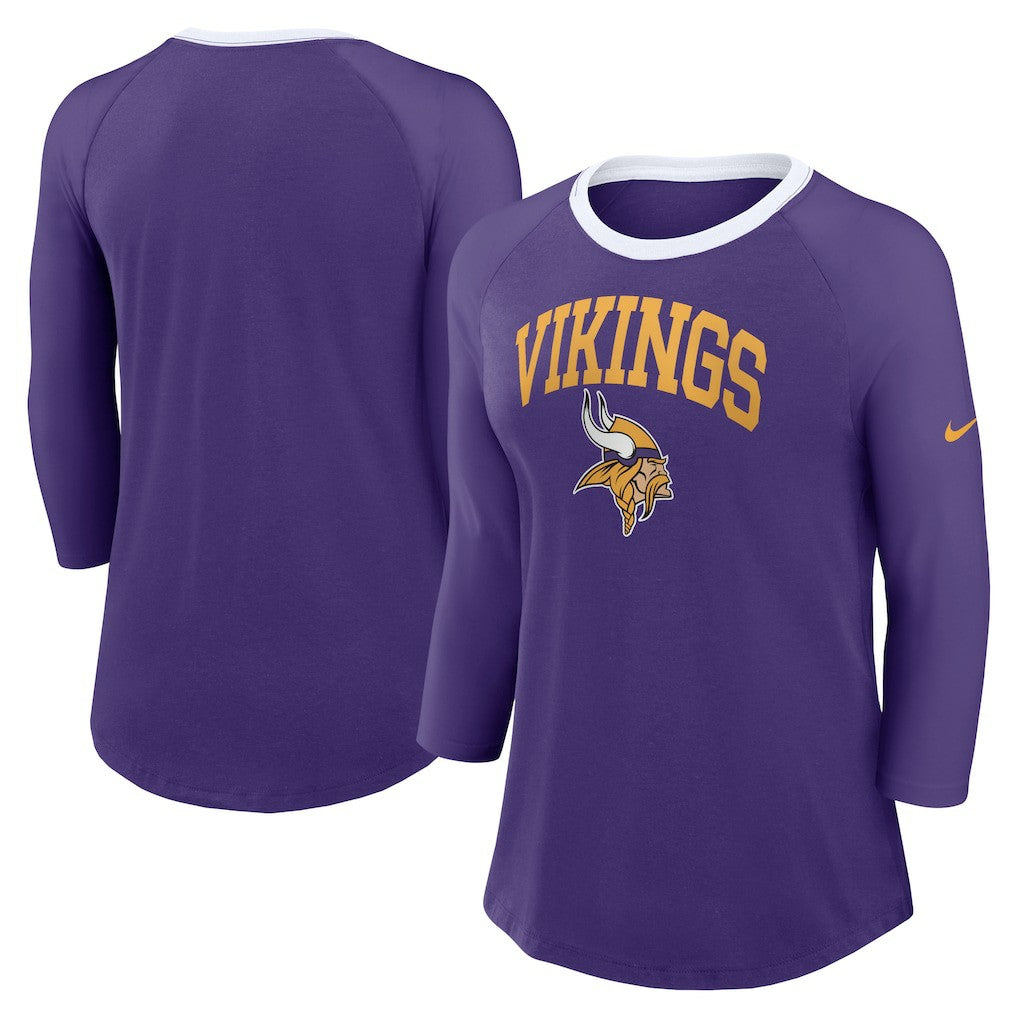 Minnesota Vikings Women's 3/4 Sleeve Raglan Fashion Top - Purple | Nike online
