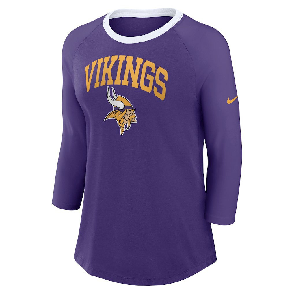 Minnesota Vikings Women's 3/4 Sleeve Raglan Fashion Top - Purple | Nike online