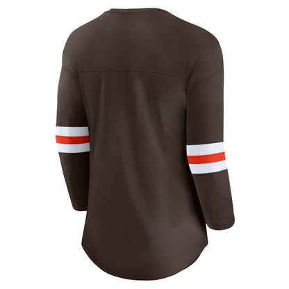 Cleveland Browns Women's First Team Arch Logo 3/4 Sleeve T-Shirt - Brown outlet