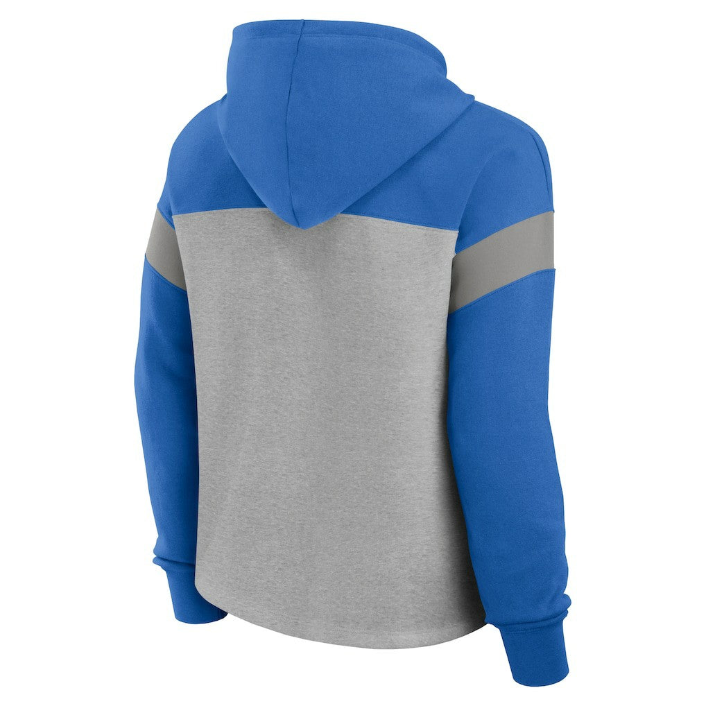 Detroit Lions Women's Bold Play Call Pullover Hoodie - Heather Gray/Blue on sale