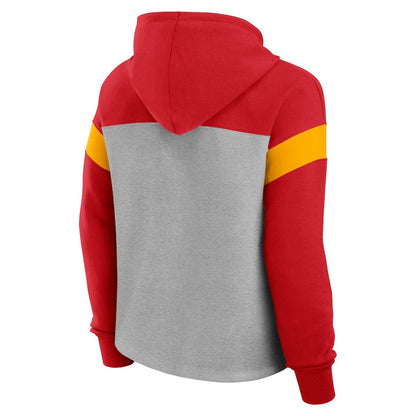 Kansas City Chiefs Women's Bold Play Call Pullover Hoodie - Heather Gray/Red discount
