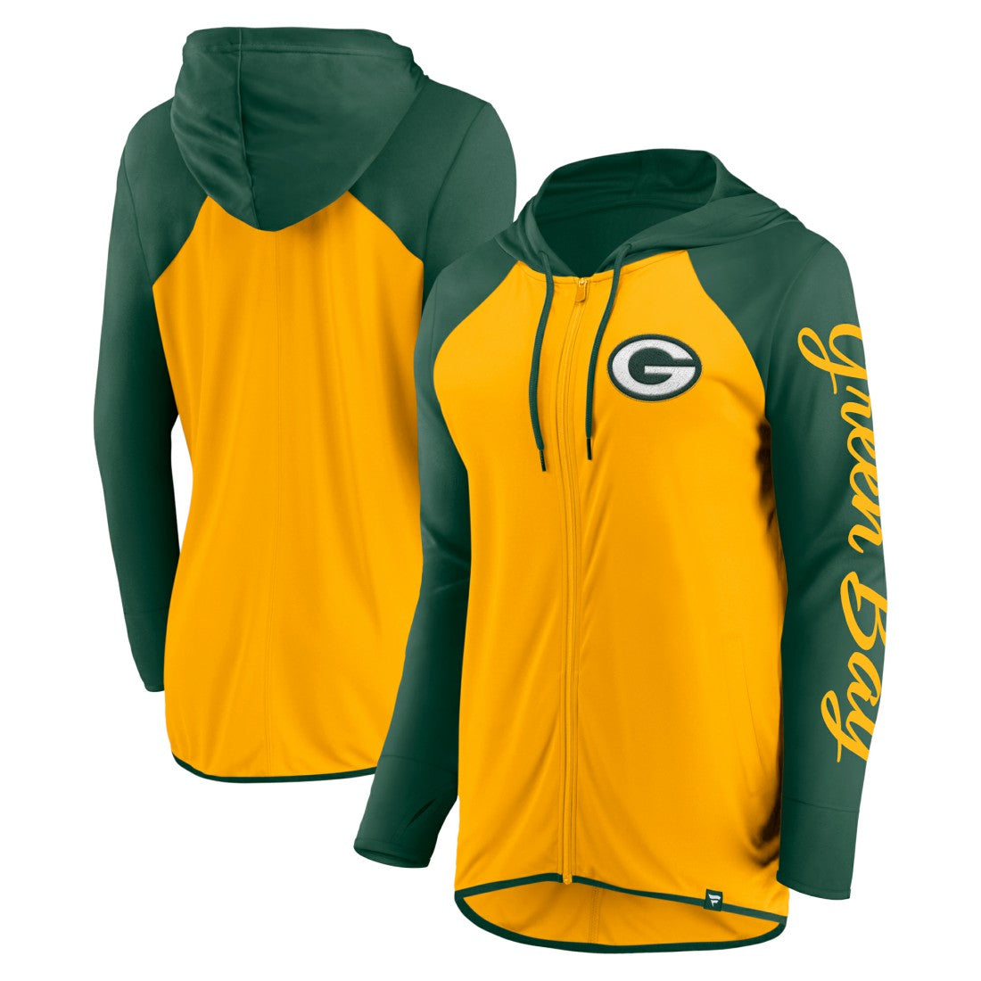 Green Bay Packers Women's Script Full-Zip Hoodie - Gold/Green outlet