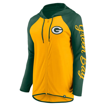 Green Bay Packers Women's Script Full-Zip Hoodie - Gold/Green outlet