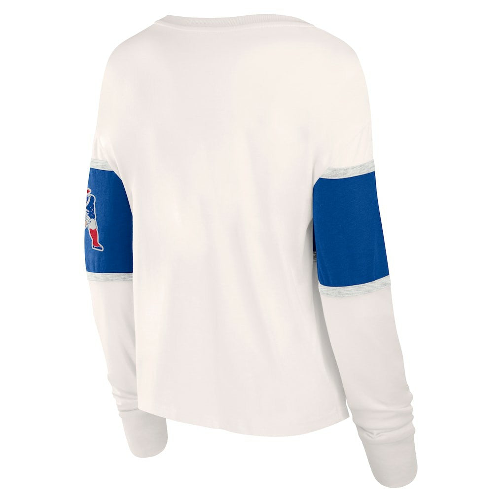 New England Patriots Women's Antique Block Long Sleeve T-Shirt - Cream outlet