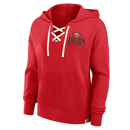 San Francisco 49ers Women's Blitz Left Lace-Up Pullover Hoodie - Scarlet for sale