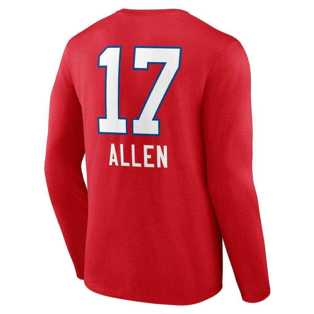 Josh Allen Buffalo Bills Team Wordmark Player Name & Number Long Sleeve T-Shirt - Red for sale