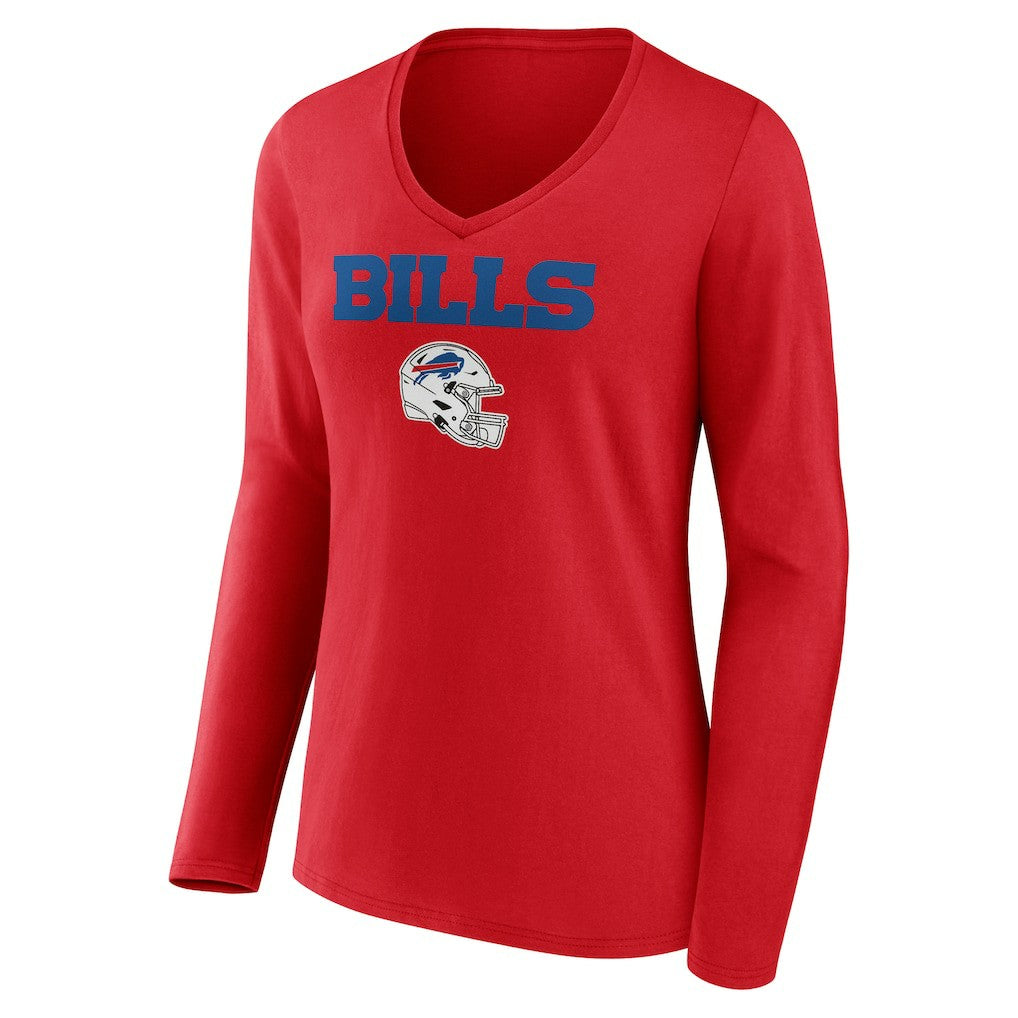 Josh Allen Buffalo Bills Women's Team Wordmark Player Name & Number Long Sleeve V-Neck T-Shirt - Red sale