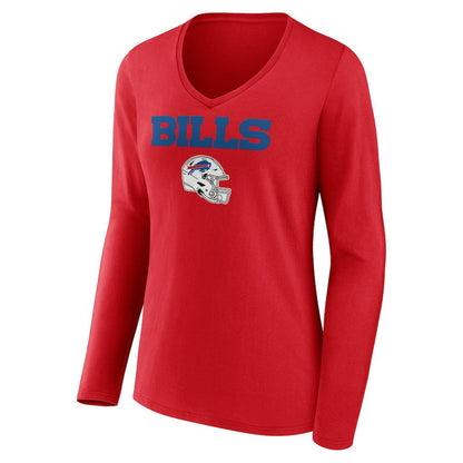 Josh Allen Buffalo Bills Women's Team Wordmark Player Name & Number Long Sleeve V-Neck T-Shirt - Red sale