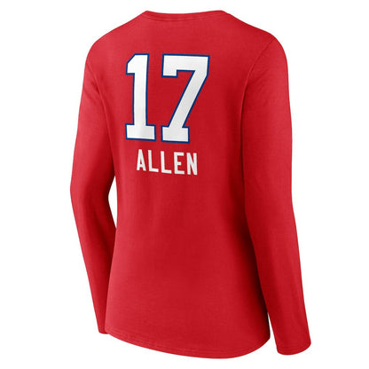 Josh Allen Buffalo Bills Women's Team Wordmark Player Name & Number Long Sleeve V-Neck T-Shirt - Red sale