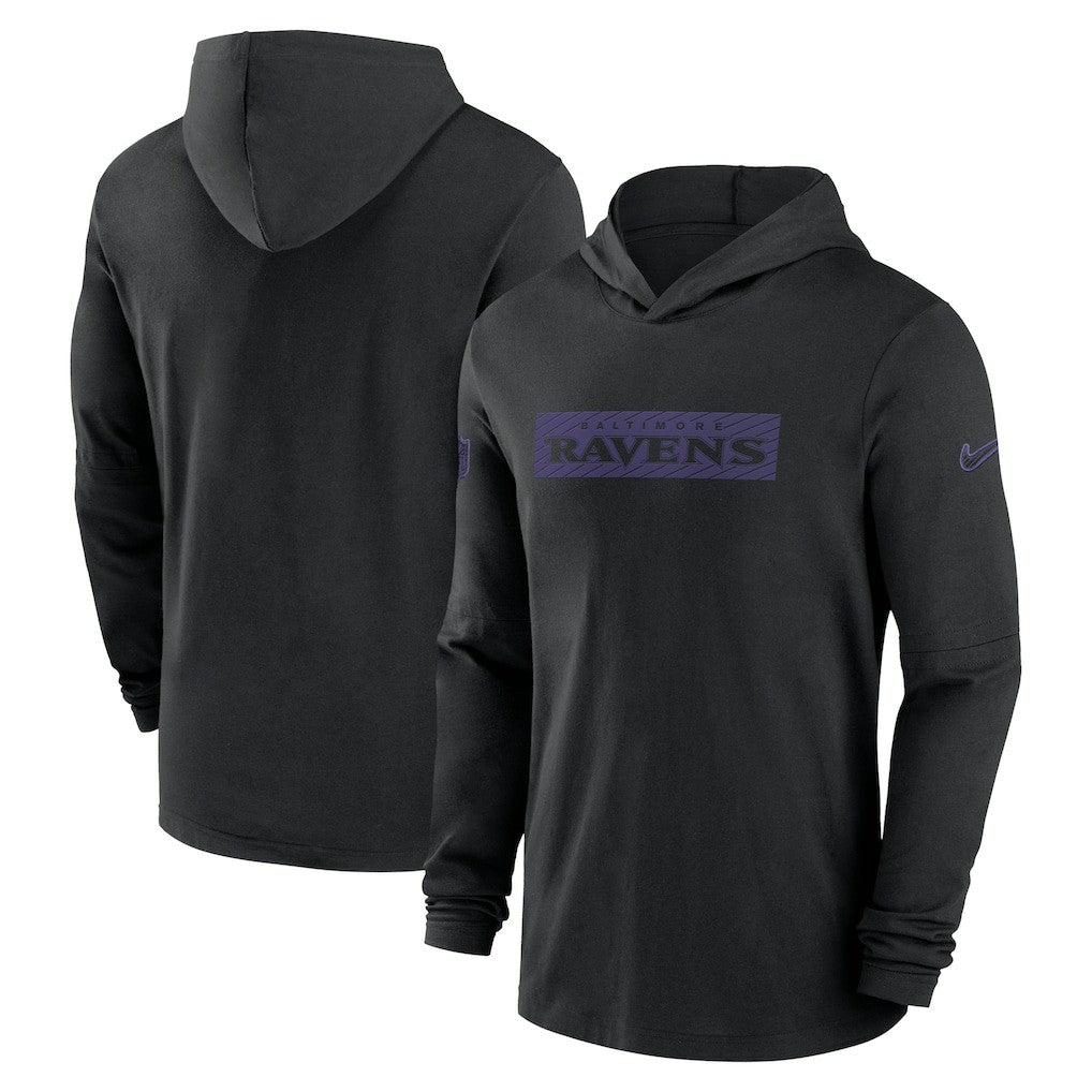 Baltimore Ravens 2024/25 Sideline Performance Long Sleeve Hoodie T-Shirt - Black | Nike outlet