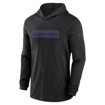Baltimore Ravens 2024/25 Sideline Performance Long Sleeve Hoodie T-Shirt - Black | Nike outlet