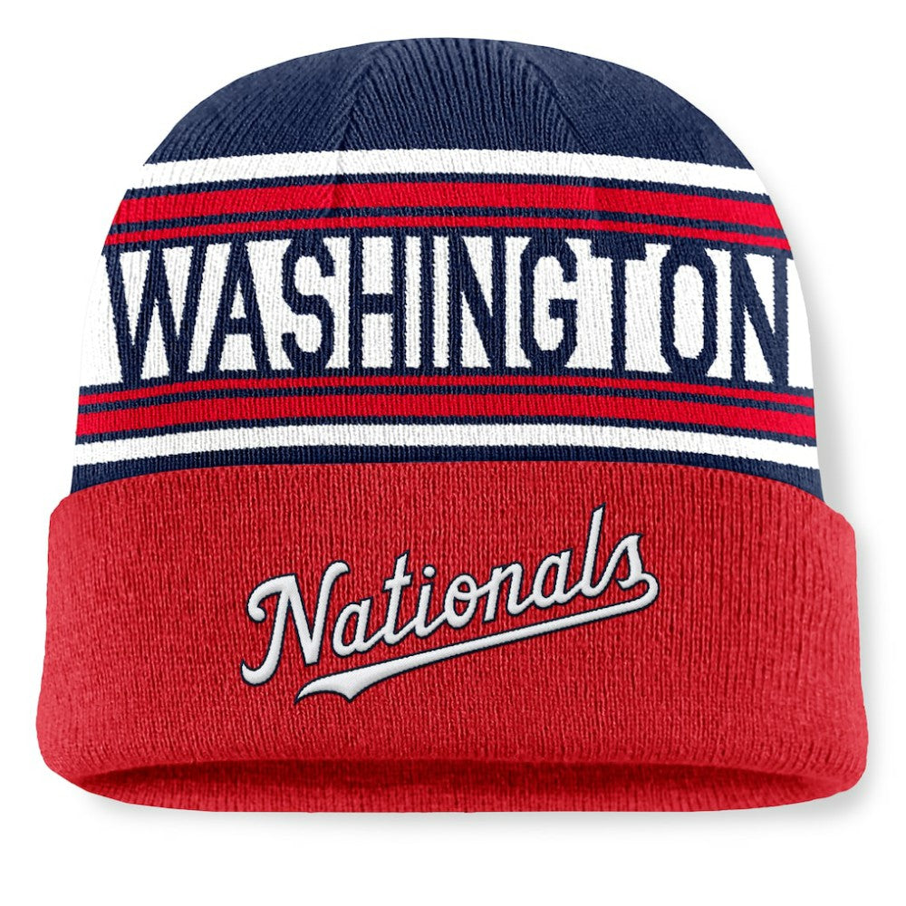 Washington Nationals Fundamental Team Stripe Cuffed Knit Hat - Red
