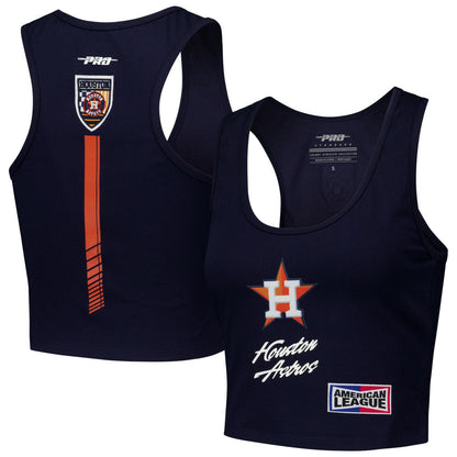 Houston Astros Pro Standard Women's Fast Lane Fitted Tri-Blend Cropped Tank Top - Navy